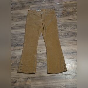 Tan Straight Leg Jeans with Subtle Flare